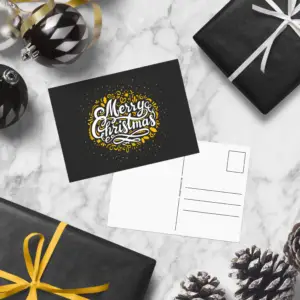 Kerstkaartje Zwart Merry Christmas