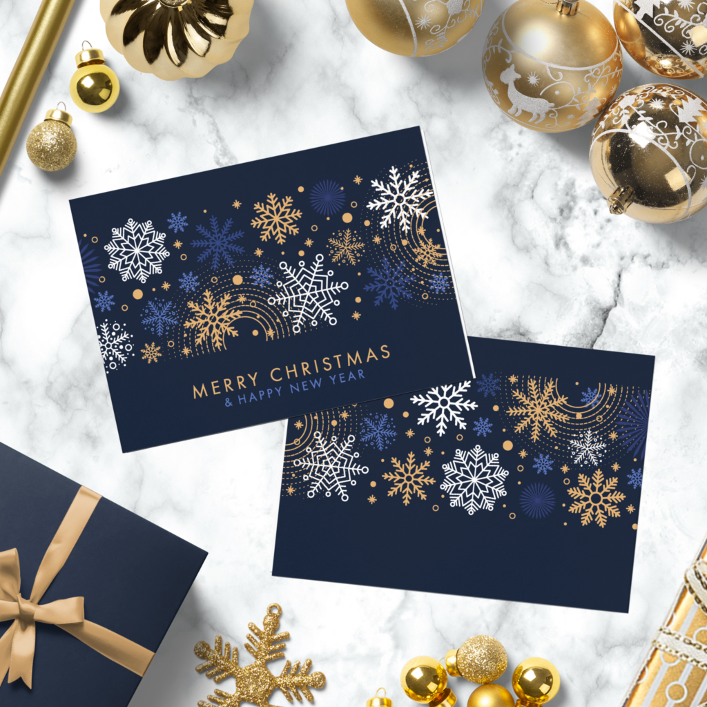 Donkerblauwe kerstkaart