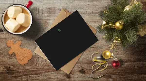 Kerstkaartje Kerstslinger van Rendieren en Sterren Blauw - Afbeelding 2