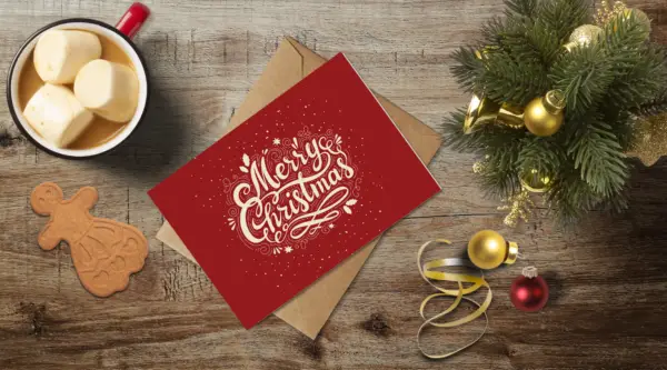 Kerstkaartje Merry Christmas Rood A6 Tweeluik