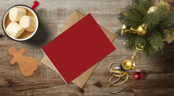 Kerstkaartje Merry Christmas Rood A6 Tweeluik - Afbeelding 2